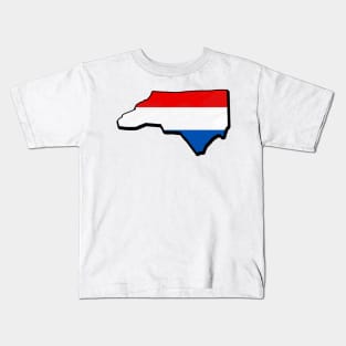 Red, White, and Blue North Carolina Outline Kids T-Shirt